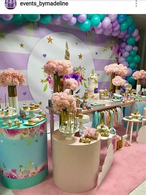 Unicorn Theme Birthday Party Dessert Table And Decor Birthday Party