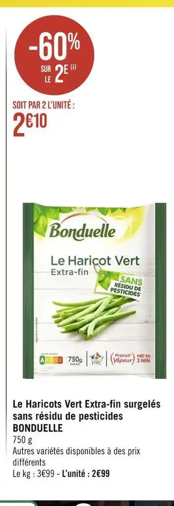 Promo BONDUELLE Le Haricots Vert Extra fin surgelés sans résidu de