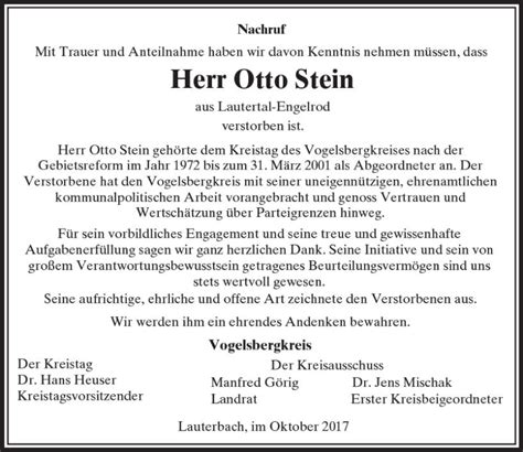 Traueranzeigen Von Otto Stein Vrm Trauer De