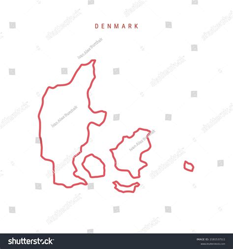 Denmark Editable Outline Map Danish Red Stock Vector (Royalty Free ...