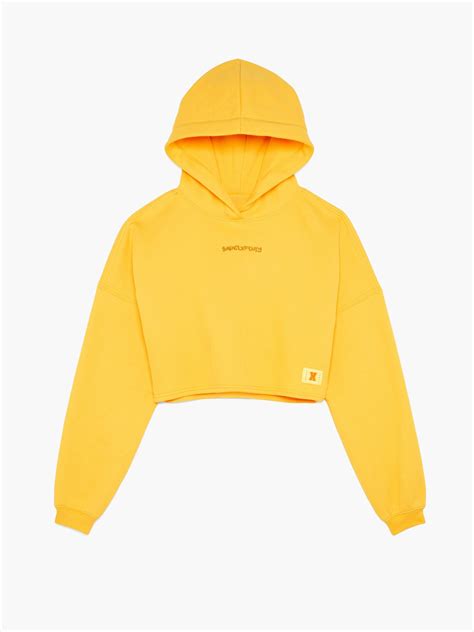 Xssential Cropped Hoodie With Logo In Yellow Savage X Fenty Uk United Kingdom