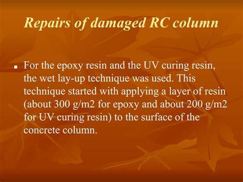 Corrosion Damaged Rc Columns Repaired By Cfrp Sheets Ppt