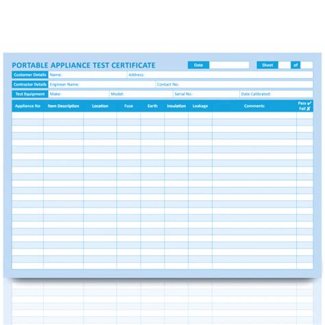 Pat Testing Record Sheet Template A Pat Test Log Book Register Of