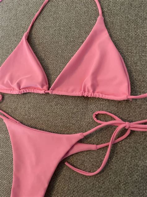 Summer Sexy Solid Mirco Bikini Sets Women Tie Side G String Thong Swimsuit Female Bandage