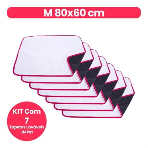 Kit C 7 Tapete Higiênico Lavável 80x60 Para Cachorro Jn Pet