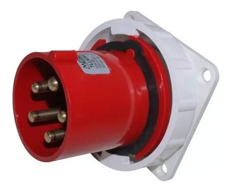 Tomada Embutir Reta Negativa 63a 3p N E 6h Vermelho Metaltex