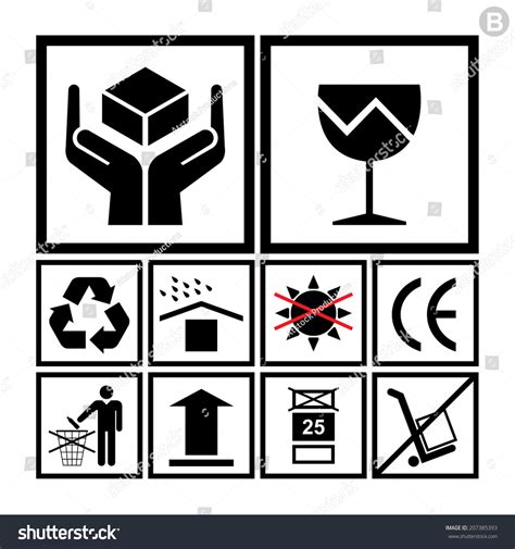 Handling Packing Icon Set Including Fragile Stock Vector Royalty Free