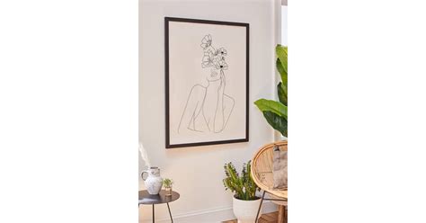 Nadja Line Art Woman With Flowers Art Print Pretty And Stylish