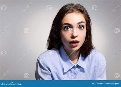 Beautiful Surprised Girl Portrait Stock Photo Image Of Camera