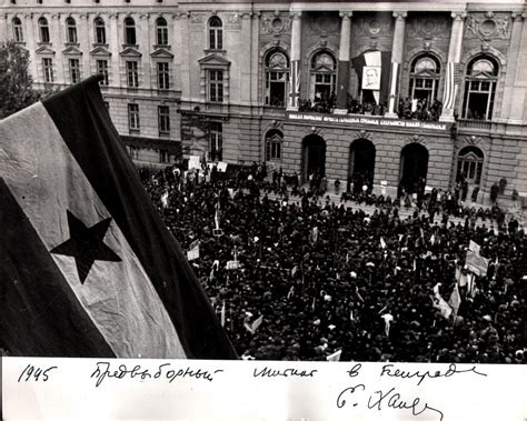 Photo Yugoslavia Flag Communism Rally Signed 1945 Original