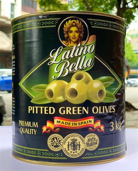 Date 09 2026 Quả Oliu Xanh Tách Hạt Ngâm Hiệu Latino Bella 3KG HỘP