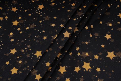 Starry Night Fabric Black Celestial Fabric Star Print Etsy