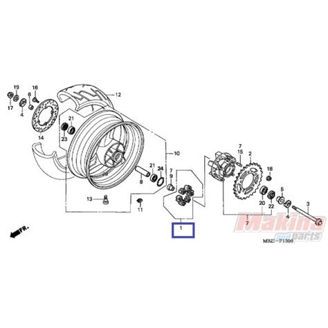 06410malg00 Rear Wheel Damper Honda Cb 600 900 Hornet