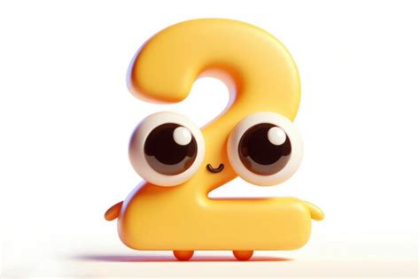 Premium Photo | Little cute happy number 2 3d character with bulging ...