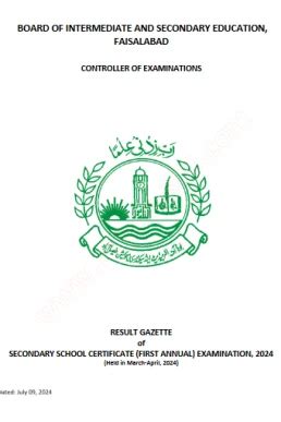 Bise Fsd Faisalabad Th Class Result Gazette Taleem