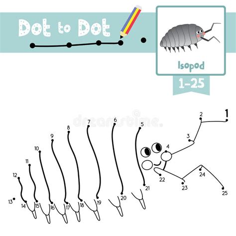 Dot To Dot Educational Game And Coloring Book Isopod Animal Cartoon