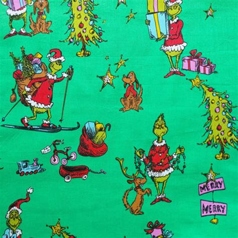 The Grinch Christmas Fabric Cotton Cartoon Fabric Animation Fabric by ...