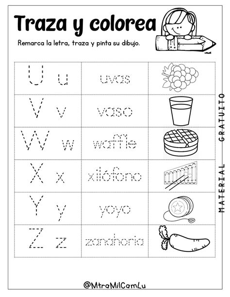 Traza Y Colorea Las Palabras Del Abecedario