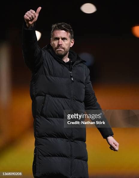 Rob Edwards manager of Forest Green Rovers acknowledges the fans ...