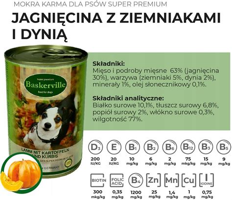 Karma Baskerville Super Premium Jagni Cina Z Ziemniakami I Dyni Dla