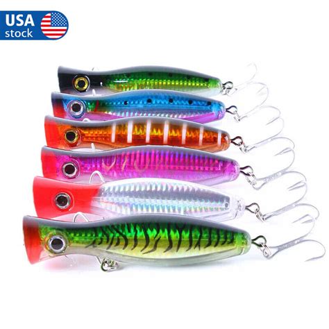 6pcs 13cm 43g Popper Fishing Lures Topwater Large Bait Bass Wobbler EBay