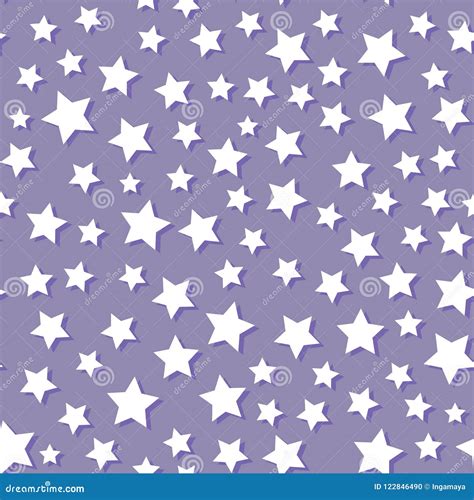 Vector White Star Seamless Pattern Isolated On Blue Background Stock