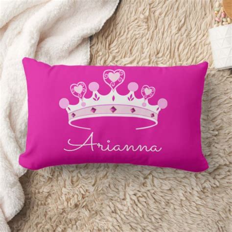 Hot Pink Princess Crown Custom Personalized Lumbar Pillow Zazzle