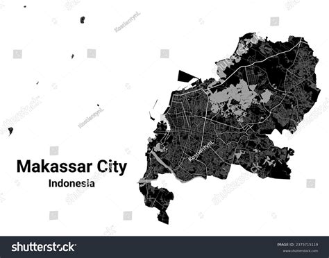 Makassar Map Detailed Black Map Makassar Stock Vector Royalty Free