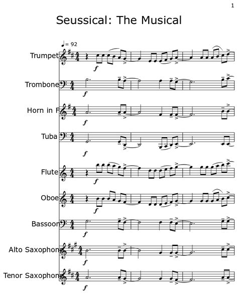 Seussical: The Musical - Sheet music for Trumpet, Trombone, Horn in F ...