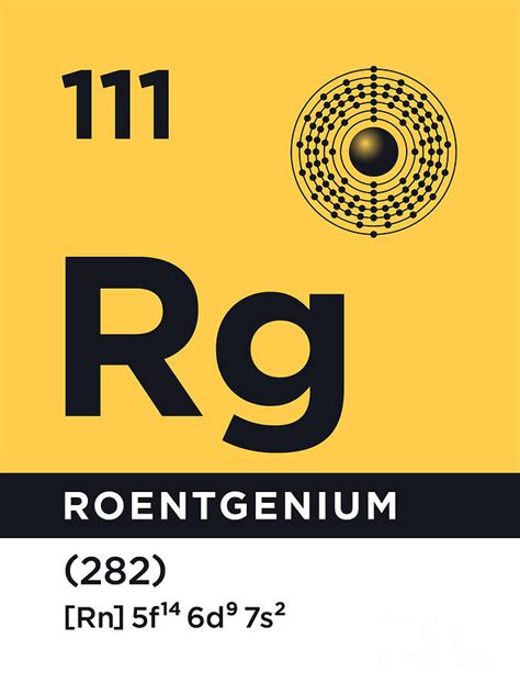 Periodic Element B - 111 Roentgenium Rg Digital Art by Organic Synthesis - Pixels