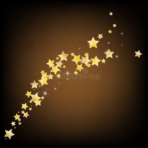 Yellow Falling Stars Vector Brown Background Stock Vector