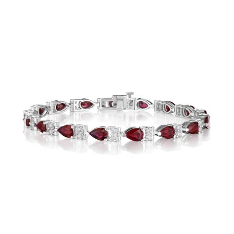 Pear Shape Ruby Round Diamond Bracelet Ses Creations