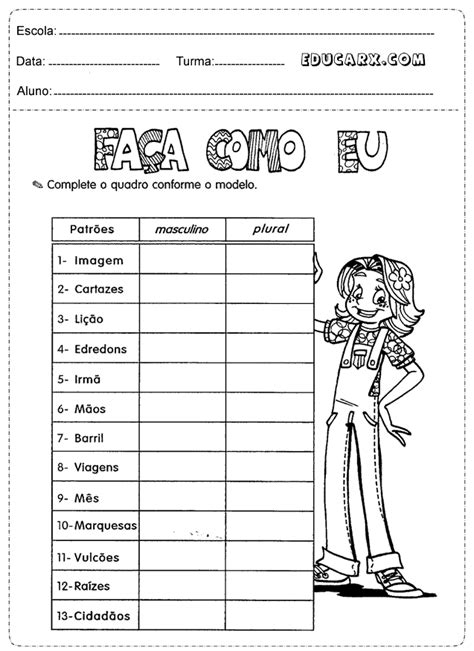 Atividades De Singular E Plural Ano