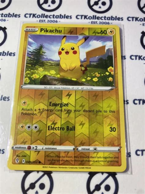 PIKACHU REVERSE HOLO 049 203 Pokémon Card Evolving Skies EUR 5 88