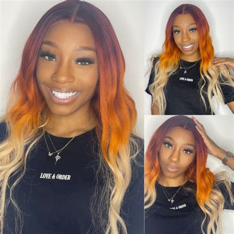 UNice 13x4 Lace Front Sunflower Ombre With Light Blonde Ends Body Wave