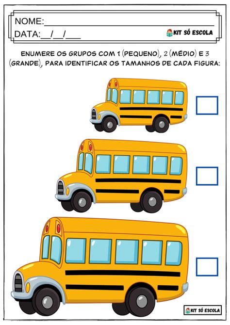 Atividade Noções de Grandezas Pequeno Médio e Grande Educação