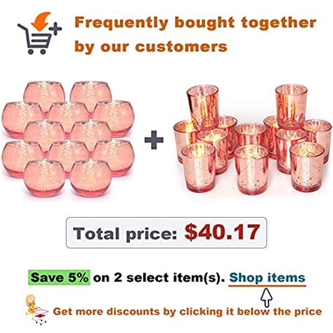 Volens Round Rose Gold Votive Candle Holders Mercury Glass Tealight