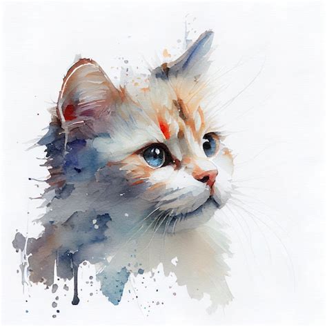 Premium Ai Image Cat Watercolor Painting