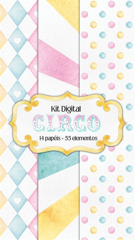 Kit Digital Circo Rosa Aquarela Elo7 Produtos Especiais Trabalhos