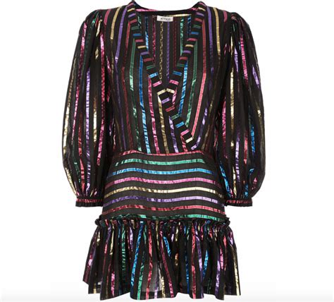 Tinsley Mortimers Metallic Striped Dress Big Blonde Hair