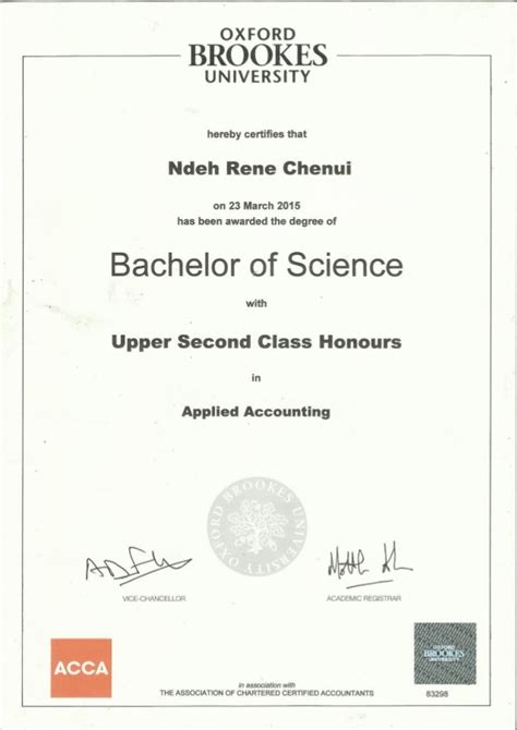 OXFORD BROOKES CERTIFICATE