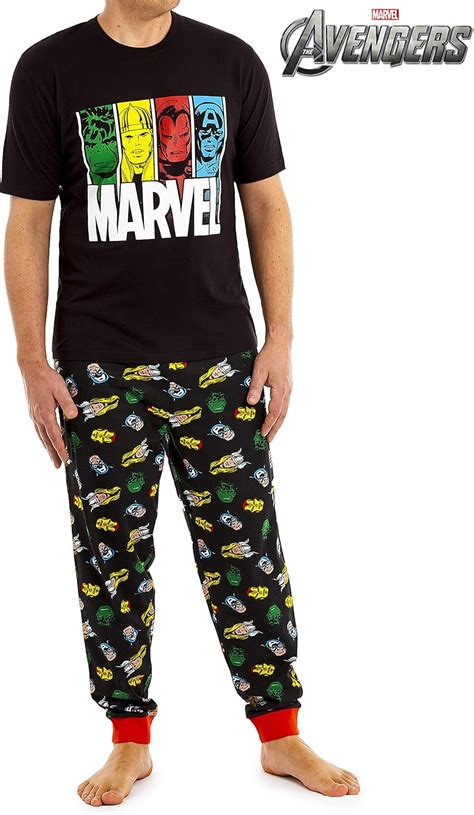 Marvel Pigiama Uomo Set Pigiami Cotone Lungo Pezzi Cotone Con