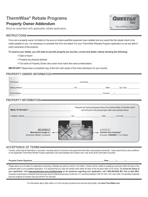 Fillable Online Questar Thermwise Form Fax Email Print PdfFiller