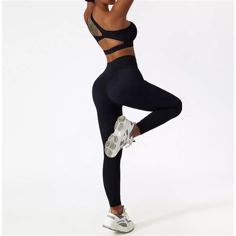 Women Ribbed Yoga Set Zipper Activewear Set Seamless Sportswear