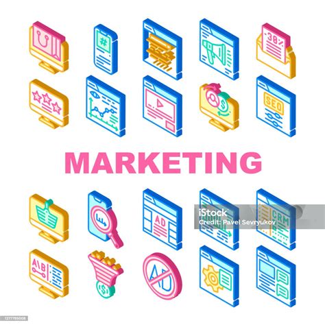 Digital Marketing Collection Icons Set Vector Stock Illustration