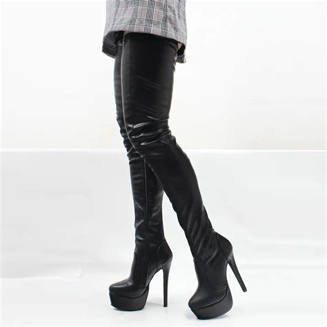 Women Thigh High Boots Sexy Super High Thin Heel Platform Boots