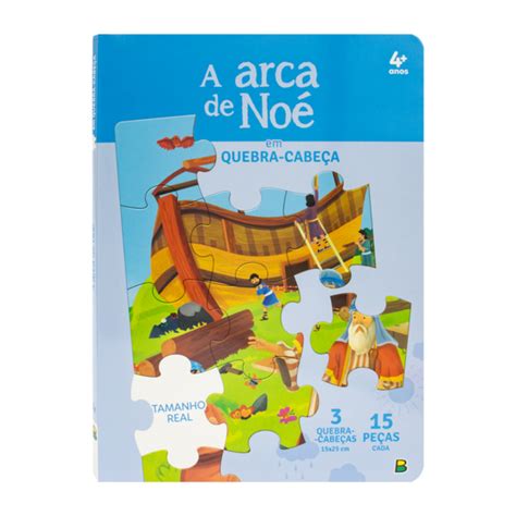 Livro Infantil Aventuras Bíblicas Arca de Nóe em Quebra Cabeça Todolivro