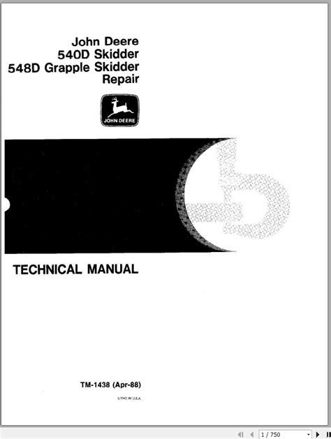 John Deere 540d 548d Grapple Skidder Repair Technical Manual Tm1438 Pdf