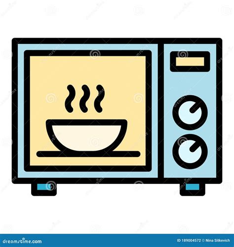 Bowl In Microwave Icon Outline Style Stock Vector Illustration Of