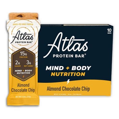 Atlas Almond Chocolate Chip Protein Energy Bars 10 Ct Kroger